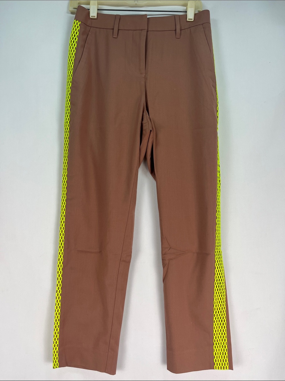 WILDFANG The Empower Colorblock Slim Crop Pant NWT Rose Brown Neon Yellow Size 4